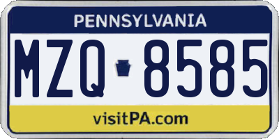 PA license plate MZQ8585