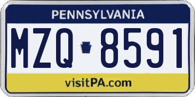 PA license plate MZQ8591