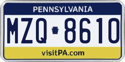 PA license plate MZQ8610