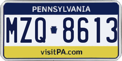 PA license plate MZQ8613