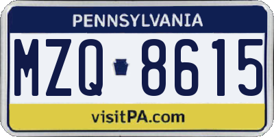 PA license plate MZQ8615