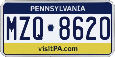 PA license plate MZQ8620