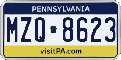 PA license plate MZQ8623