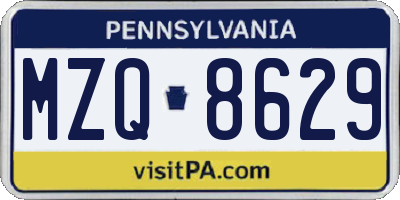 PA license plate MZQ8629