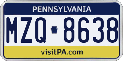 PA license plate MZQ8638