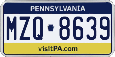 PA license plate MZQ8639