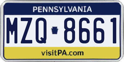PA license plate MZQ8661
