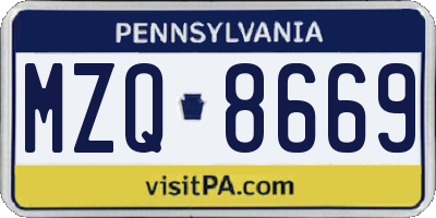 PA license plate MZQ8669
