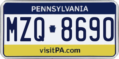 PA license plate MZQ8690