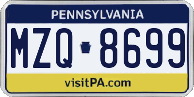 PA license plate MZQ8699