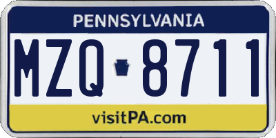 PA license plate MZQ8711
