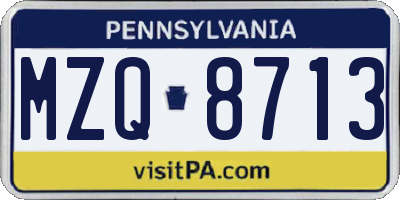 PA license plate MZQ8713