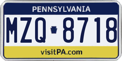PA license plate MZQ8718