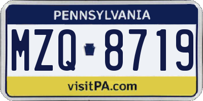 PA license plate MZQ8719