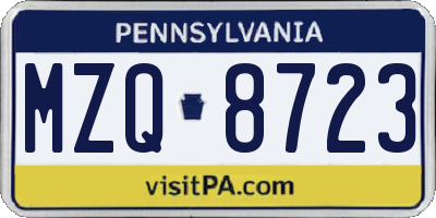 PA license plate MZQ8723