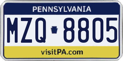 PA license plate MZQ8805