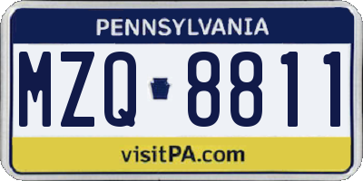 PA license plate MZQ8811