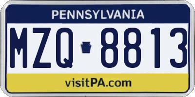 PA license plate MZQ8813