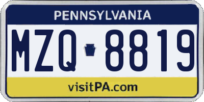 PA license plate MZQ8819