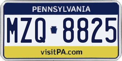 PA license plate MZQ8825