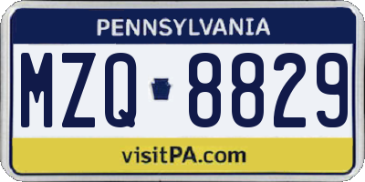 PA license plate MZQ8829