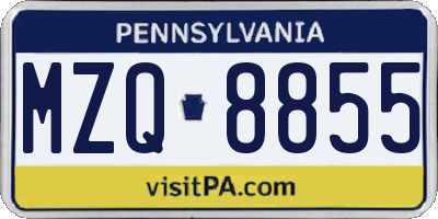 PA license plate MZQ8855
