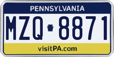 PA license plate MZQ8871