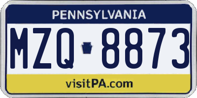 PA license plate MZQ8873