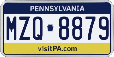 PA license plate MZQ8879