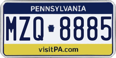 PA license plate MZQ8885