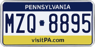 PA license plate MZQ8895