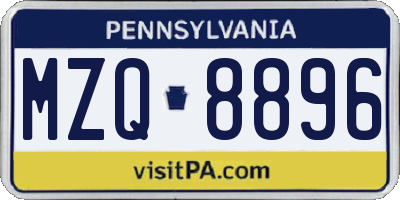 PA license plate MZQ8896