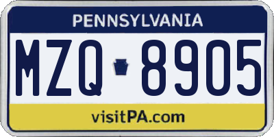 PA license plate MZQ8905