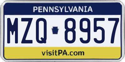 PA license plate MZQ8957