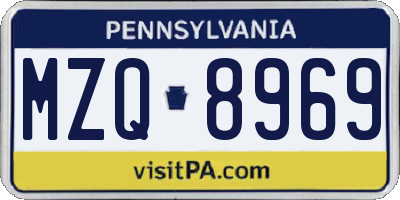 PA license plate MZQ8969