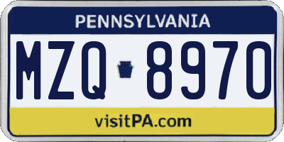 PA license plate MZQ8970