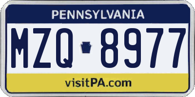 PA license plate MZQ8977