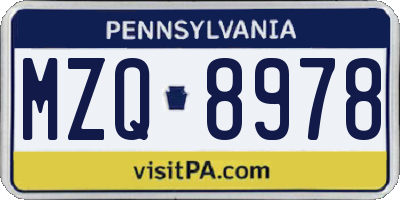 PA license plate MZQ8978