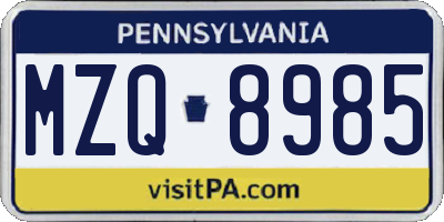 PA license plate MZQ8985