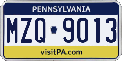 PA license plate MZQ9013