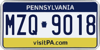 PA license plate MZQ9018