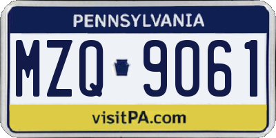 PA license plate MZQ9061