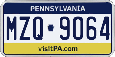 PA license plate MZQ9064