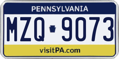 PA license plate MZQ9073