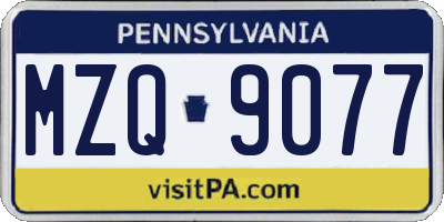 PA license plate MZQ9077