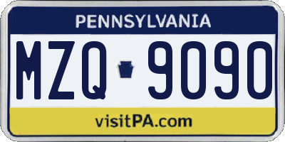PA license plate MZQ9090