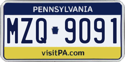 PA license plate MZQ9091