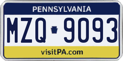 PA license plate MZQ9093