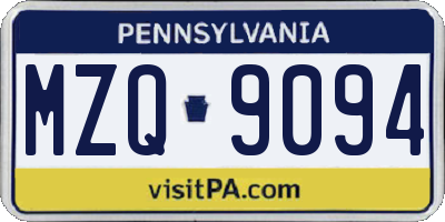 PA license plate MZQ9094