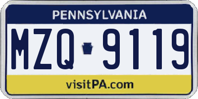 PA license plate MZQ9119